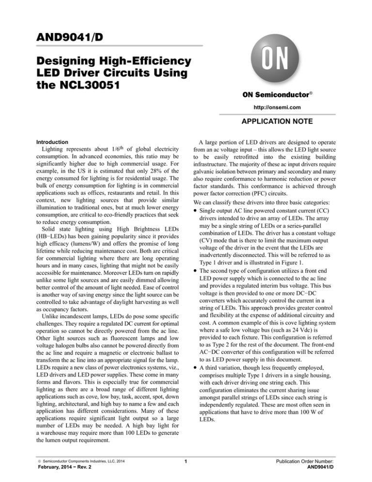 Designing HighEfficiency LED Driver Circuits Using the NCL30051