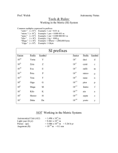 metric SI system and reference temperatures, lengths, and