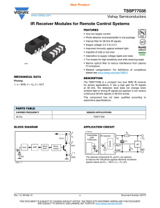 Vishay TSSP77038 IR receiver module datasheet