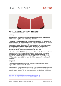 disclaimer practice at the epo