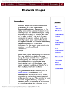 Research Designs: Statnotes, from North Carolina State University