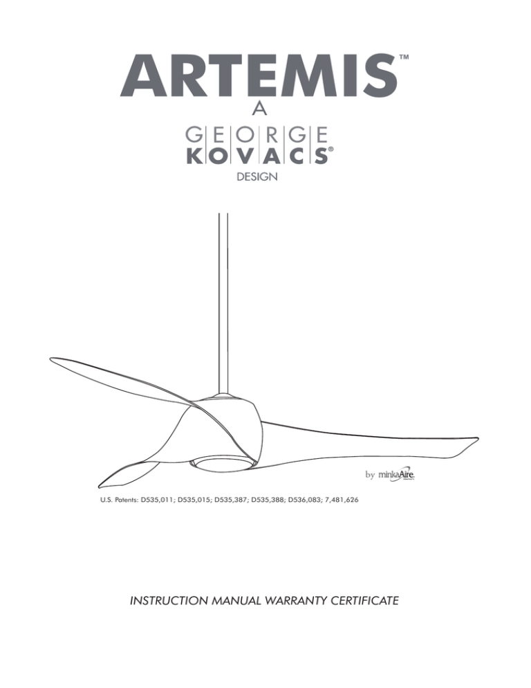Minka Aire Artemis Manual, Minka Aire Artemis Ceiling Fan Manual