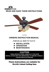 Bristol 3-Light Ceiling Fan Installation Instructions