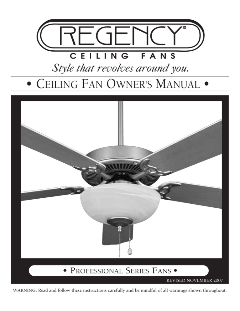CEILING FAN OWNER`S MANUAL