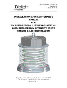 INSTALLATION AND MAINTENANCE MANUAL FOR P/N