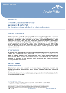 Galvanised Material - Flat Steel Products