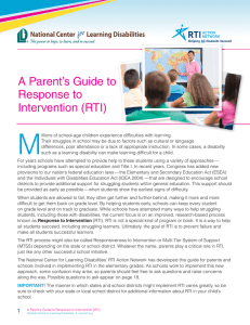 A Parent`s Guide to Response to Intervention (RTI)