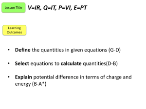 V=IR, Q=IT, P=VI, E=PT