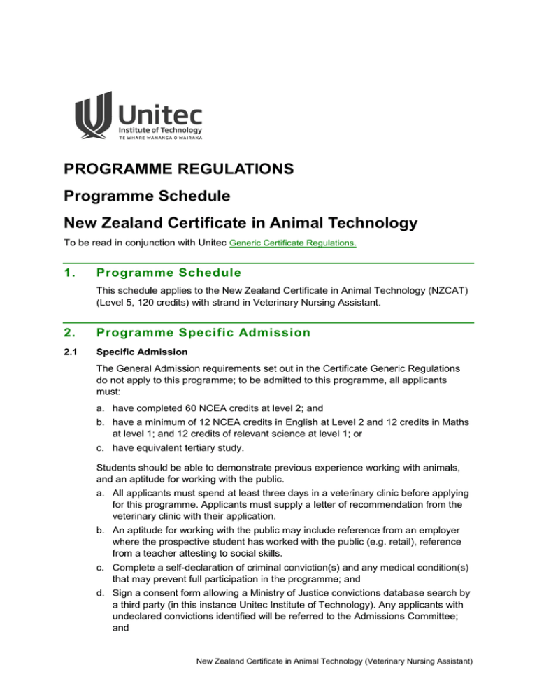 New Zealand Certificate in Animal Technology
