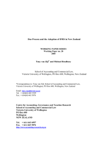 Due Process and the Adoption of IFRS in New Zealand Tony van Zijl