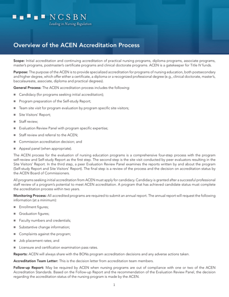 Overview of the ACEN Accreditation Process