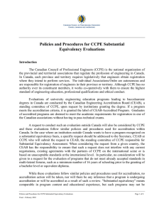 Polices and Procedures for CEAB Substantial Equivalency