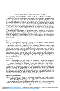 ABSTRACTS OF PATENT SPECIFICATIONS. (Specially abstracted