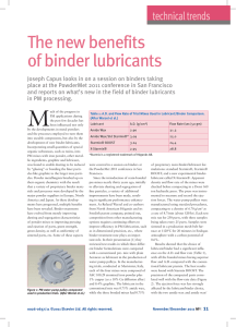 The new benefits of binder lubricants