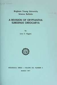 A revision of Cryptantha subgenus Oreocarya, Brigham Young