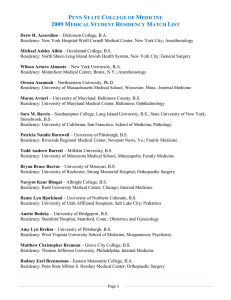 2009 Medical Student Residency Match List
