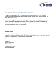 PBS Systems and Toyota Motor Sales, U.S.A., Inc.