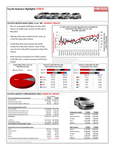 Toyota Business Highlights FY2014