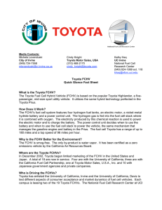 Toyota FCHV Fact Sheet