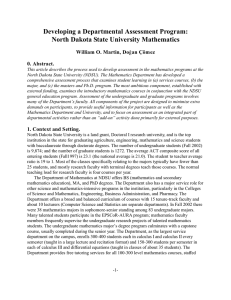 Developing a Departmental Assessment Program: North Dakota