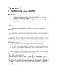 Experiment 6: Synchronizing an Alternator