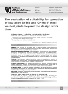 The evaluation of suitability for operation of low-alloy Cr