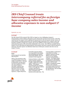 IRS Chief Counsel treats intercompany referral fee as foreign