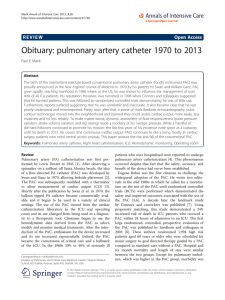 Obituary: pulmonary artery catheter 1970 to 2013 | Annals of