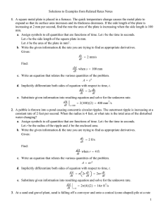 Solutions to Examples from Related Rates Notes