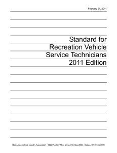 Standard for Recreation Vehicle Service Technicians 2011 Edition