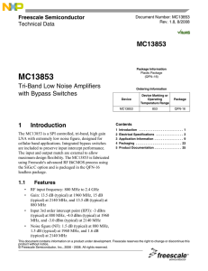 MC13853 Tri-Band Low Noise Amplifiers with Bypass Switches Data