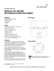 SKY65142: 100–1000 MHz Ultra Wideband Variable Gain Amplifier