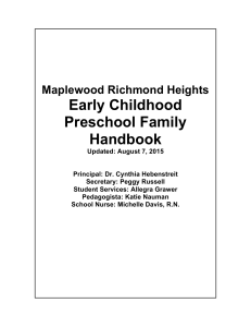 Preschool Parent Handbook Final August 2015