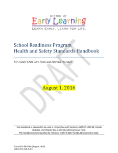 School Readiness Program Health and Safety Standards Handbook