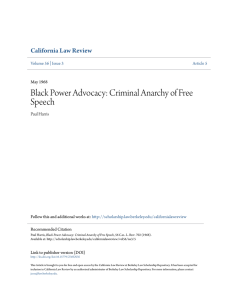 Black Power Advocacy: Criminal Anarchy of Free Speech