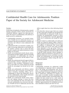 Confidential Health Care for Adolescents
