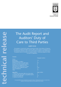 The Audit Report and Auditors Duty of Care to Third