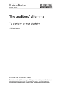 The auditors` dilemma: To disclaim or not disclaim