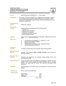 Page 1 of 2 University of Jordan College of Engineering