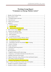 Working Group Report “Consumers as Energy Market