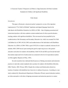 A Classroom Teacher`s Perspective on Efforts to Align Instruction