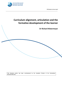 Curriculum alignment, articulation and the formative development of