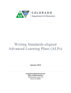 Writing Standards-aligned Advanced Learning Plans (ALPs)