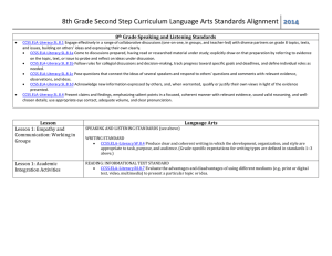 8th Grade Second Step Curriculum Language Arts Standards
