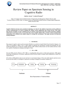 Review Paper on Spectrum Sensing in Cognitive