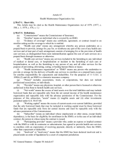 Article 67. Health Maintenance Organization Act.