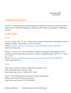 Activities and Dementia - Alzheimer`s Association
