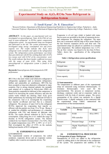 Experimental Study on Al2O3-R134a Nano Refrigerant