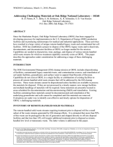 Addressing Challenging Materials at Oak Ridge National Laboratory