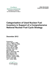 Categorization of Used Nuclear Fuel Inventory in Support of a